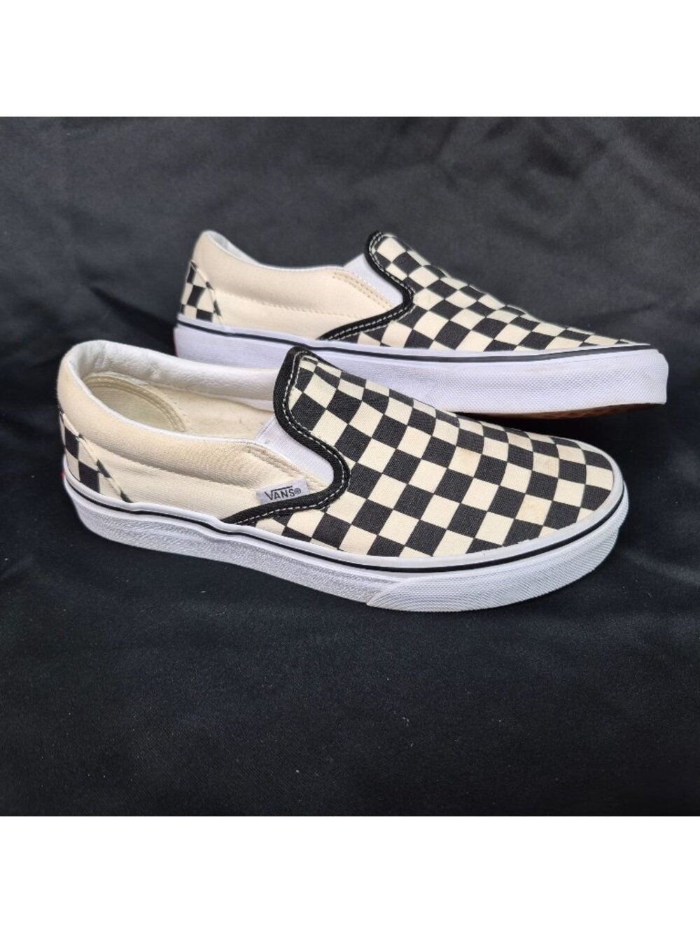 Vans Slip on Low Top Black/White Checkerboard Classic Sneakers Shoes W 7.5 NWOT